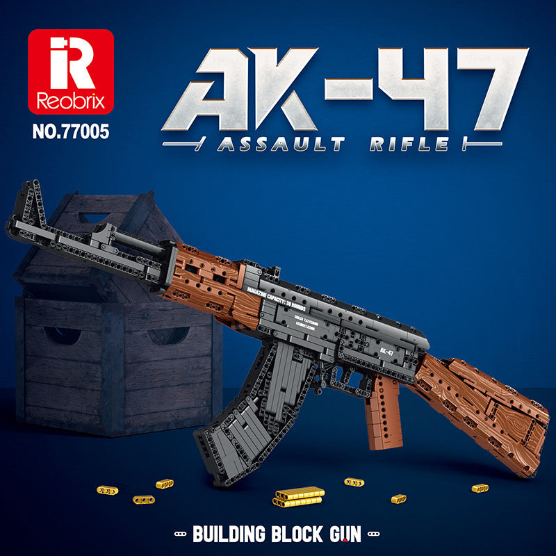 Reobrix 77005 1366Pcs AK47 Assault Rifle Fireable Assembling Building Blocks