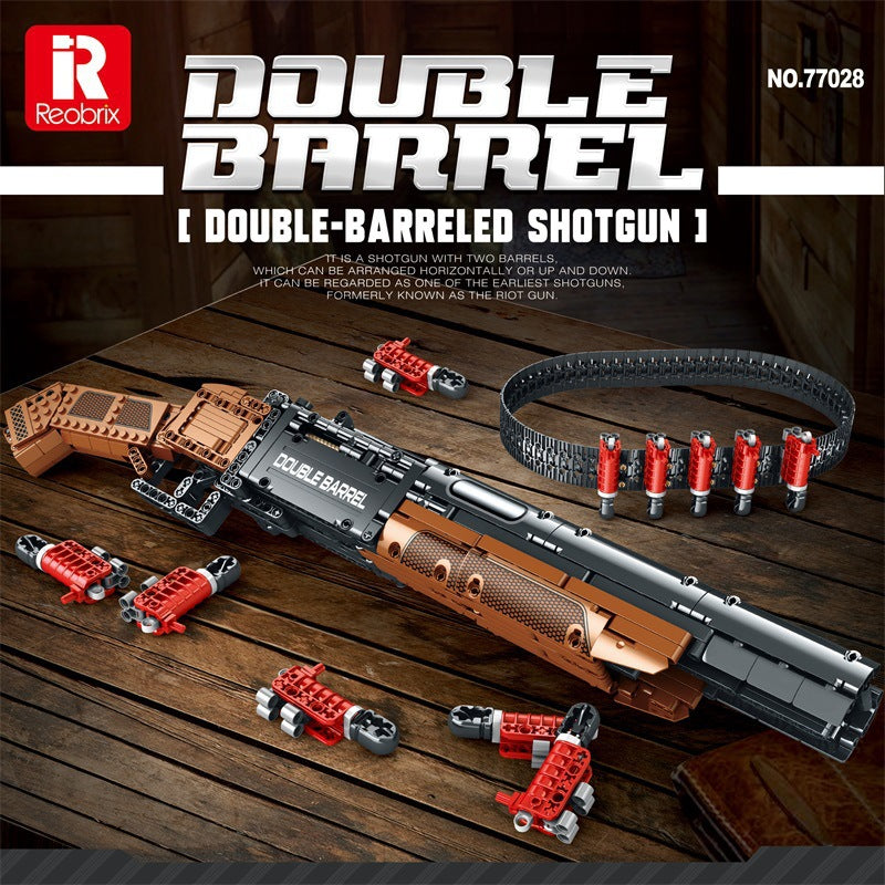 Reobrix 77028 1006PCS Double Barrel Shotgun Fireable Assembling Building Blocks