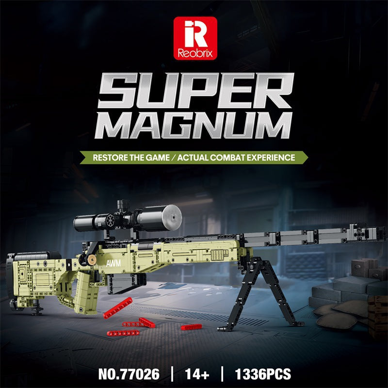 REOBRIX 77026 1336PCS Awm Super Magnum Gun Fireable Assembling Building Blocks