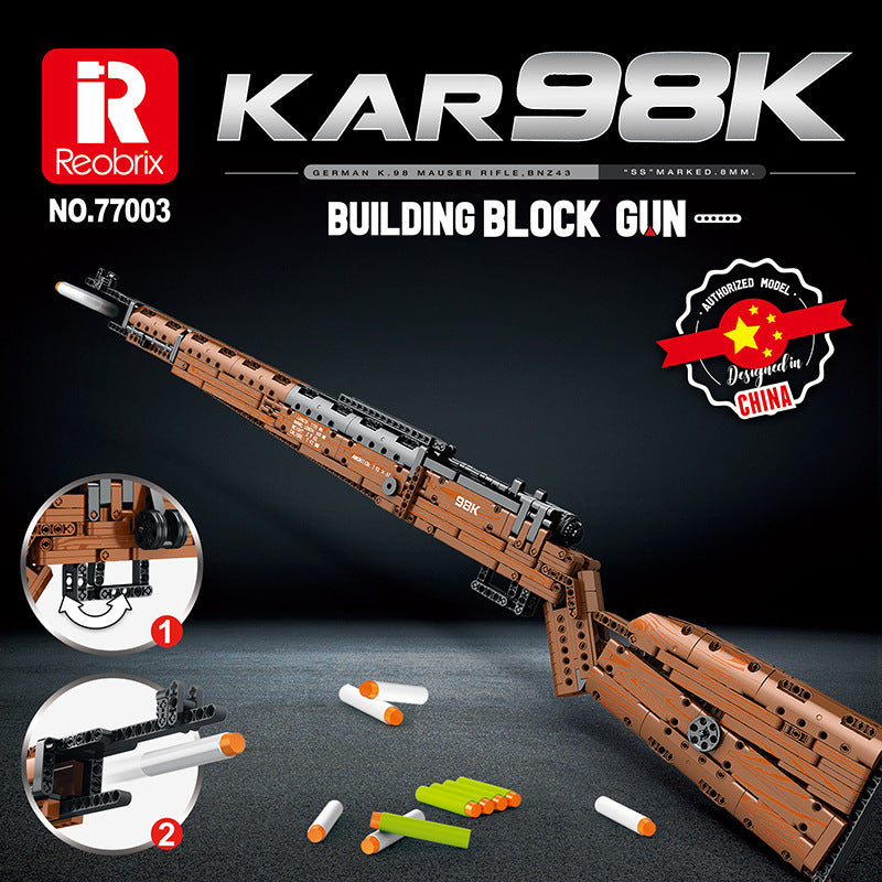 Reobrix 1082pcs Karabiner 98K Battle Rifle Fireable Assembling Building Blocks