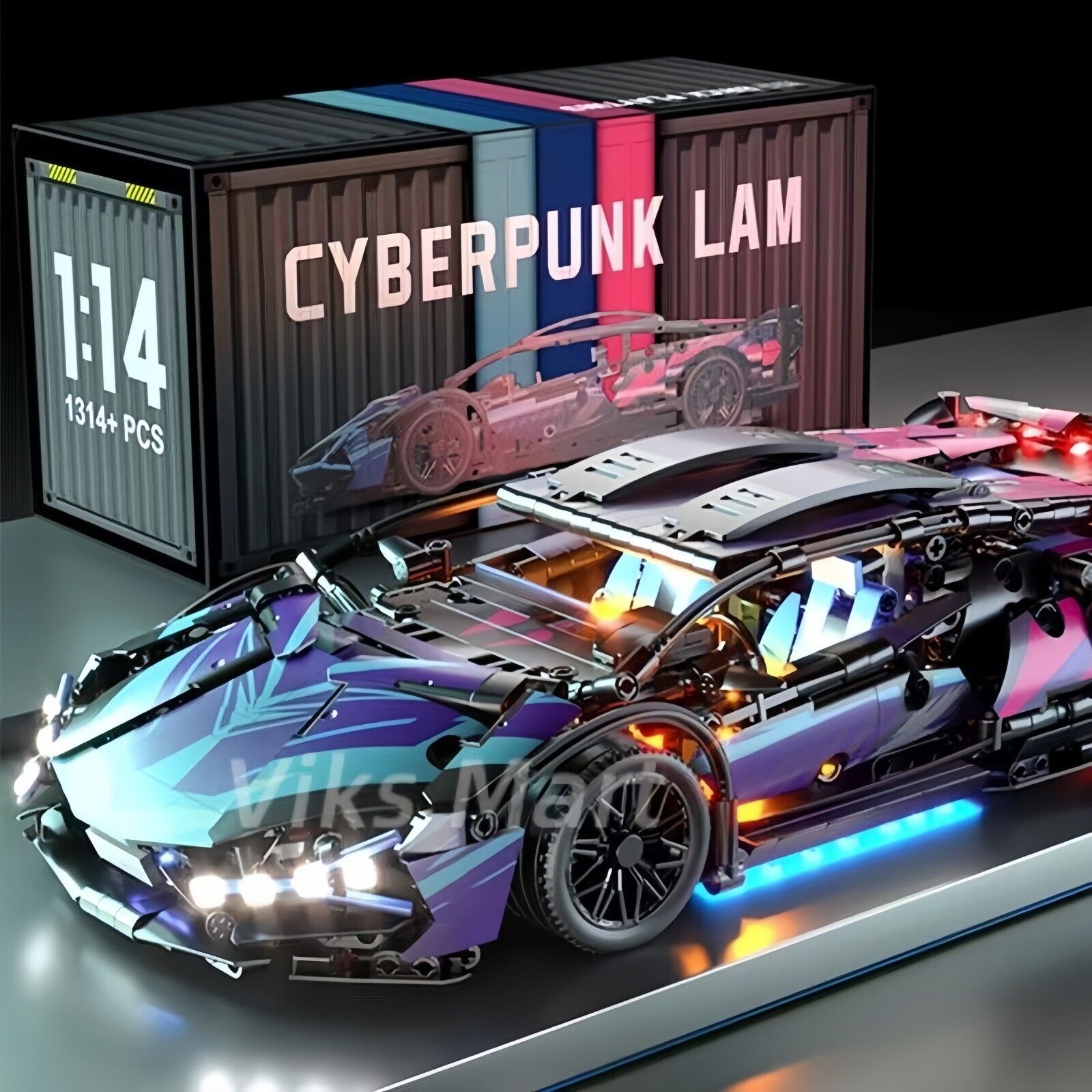 Purple Cyberpunk Racing Car Model